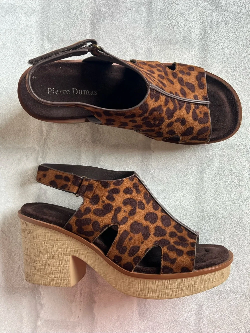 Pierre Dumas Leopard-Print Platform Slingback Sandals - Brown
